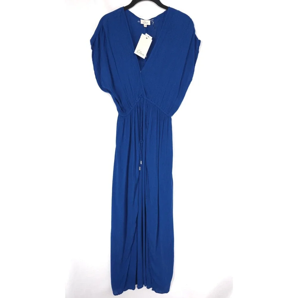 ANTHROPOLOGIE ELAN‎ Women's New Maxi Dress XS Blue Double Slit N-RG5014